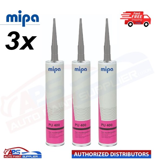 3x MIPA PU 400 Seam Sealer 310ml Grey Cartridge Polyurethane Adhesive Sealant